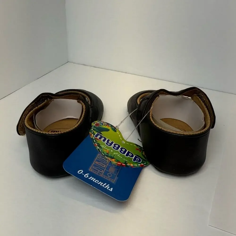 Black Mary Jane Baby Shoes Size 11 Vegan Leather Hook & Loop NEW